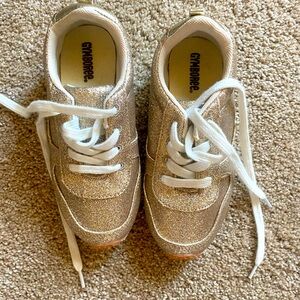 Gymboree size 11/12 never worn gold glitter girls tennis shoes